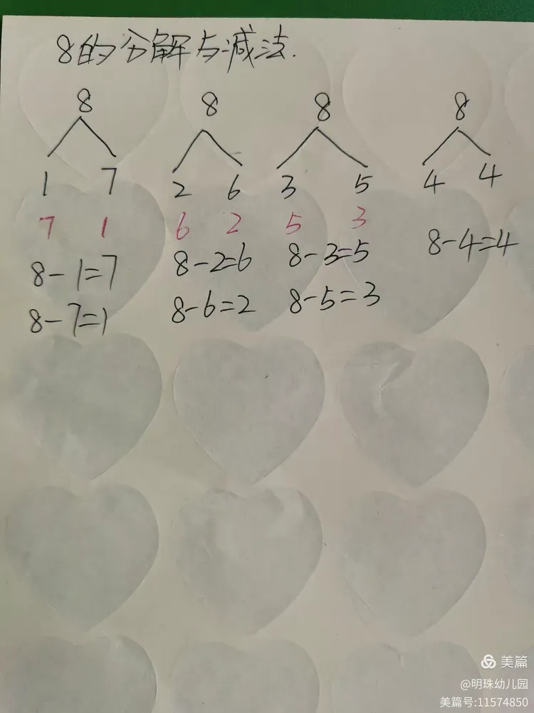 大班教学活动 科学领域《8的分解与减法》
